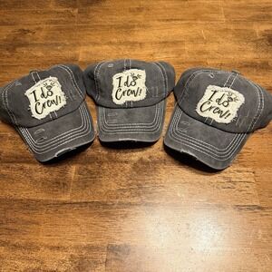 C.C. Womens Distressed Black "I Do Crew" Vintage Cotton Baseball Cap Hat-Wedding